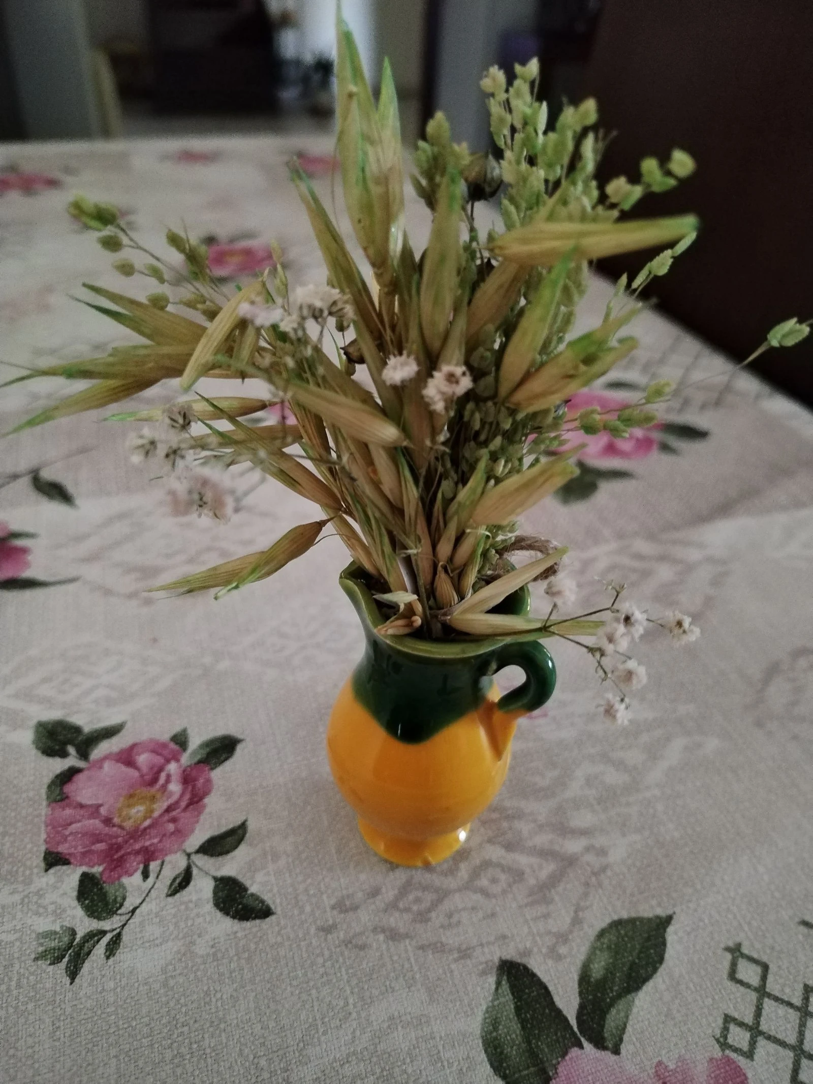 conjunto de 2 bonitos mini jarrones vintage con sus pequeños ramos de flores secas... – photo 6